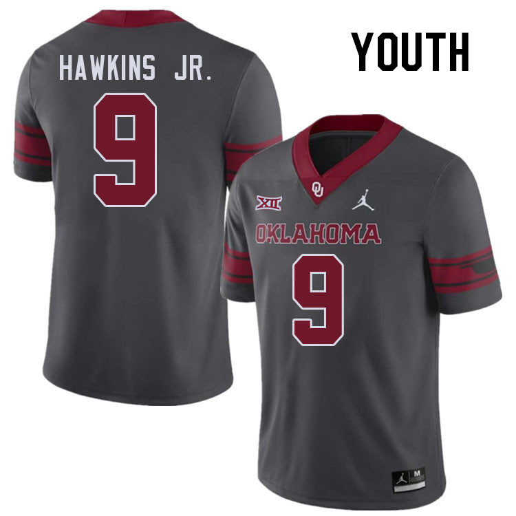Youth #9 Michael Hawkins Jr. Oklahoma Sooners College Football Jerseys Stitched-Charcoal